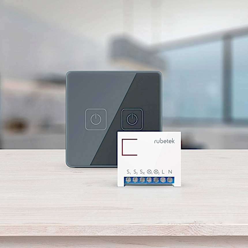 Беспроводной Wi-Fi выключатель двухканальный 868 МГц антрацит