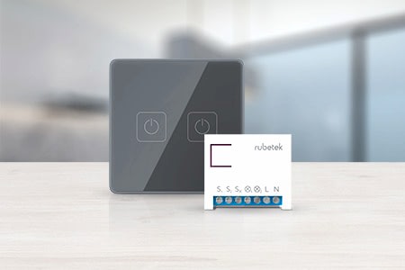 Беспроводной Wi-Fi выключатель двухканальный 868 МГц антрацит