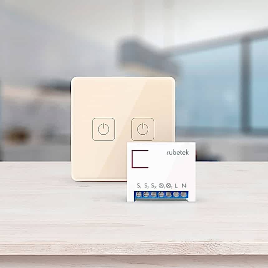 Беспроводной Wi-Fi выключатель двухканальный 868 МГц бежевый